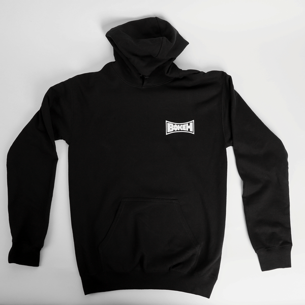 Bokeh Brand Big Skull Logo Hoodie BLack and White